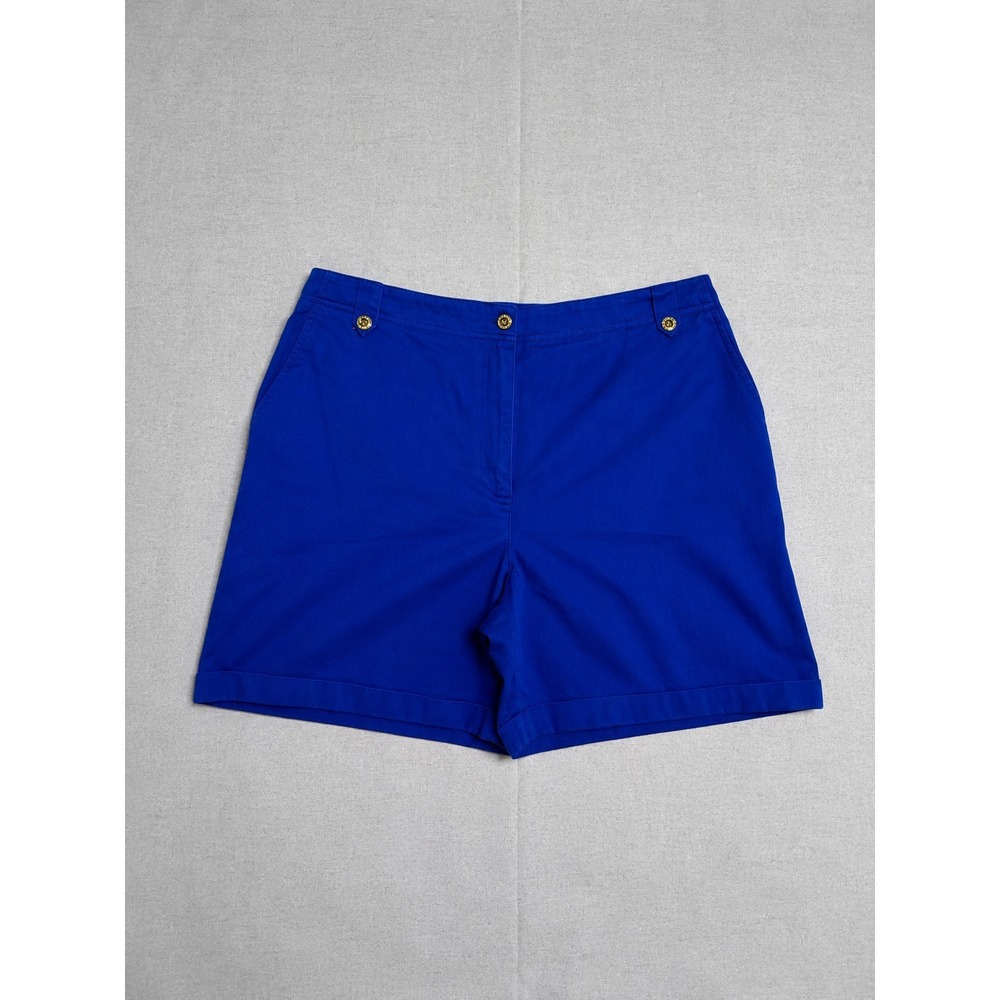 Lauren Ralph Lauren Women's Blue Chino Shorts Size 16 High Rise Classic Casual